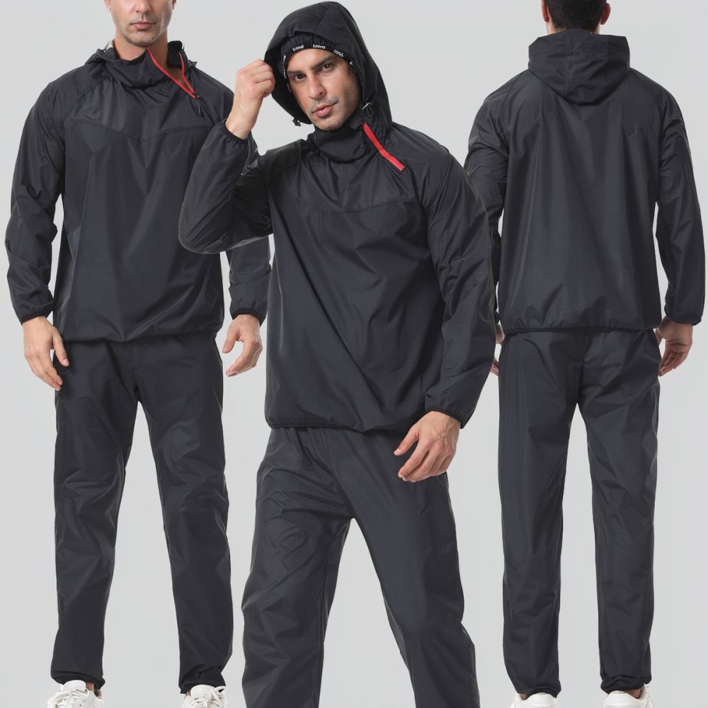 Running Gear Gym - Mens Sweat Sauna Suit Hooded Long