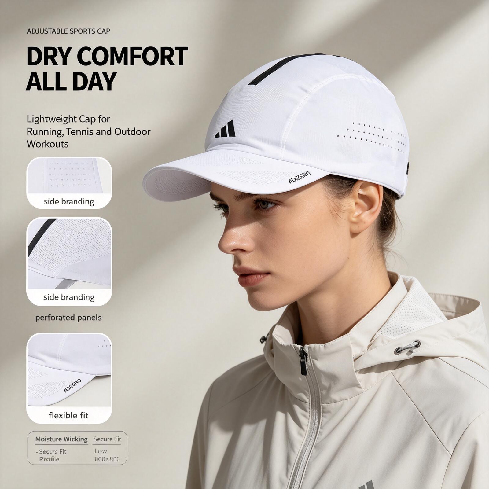 Adidas White Running Cap Light - Running Cap Mesh ulasan dan harga