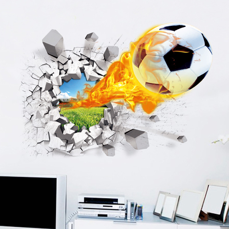 3D Football Broken Wall Sticke - Blister Plaster Sport ulasan dan harga